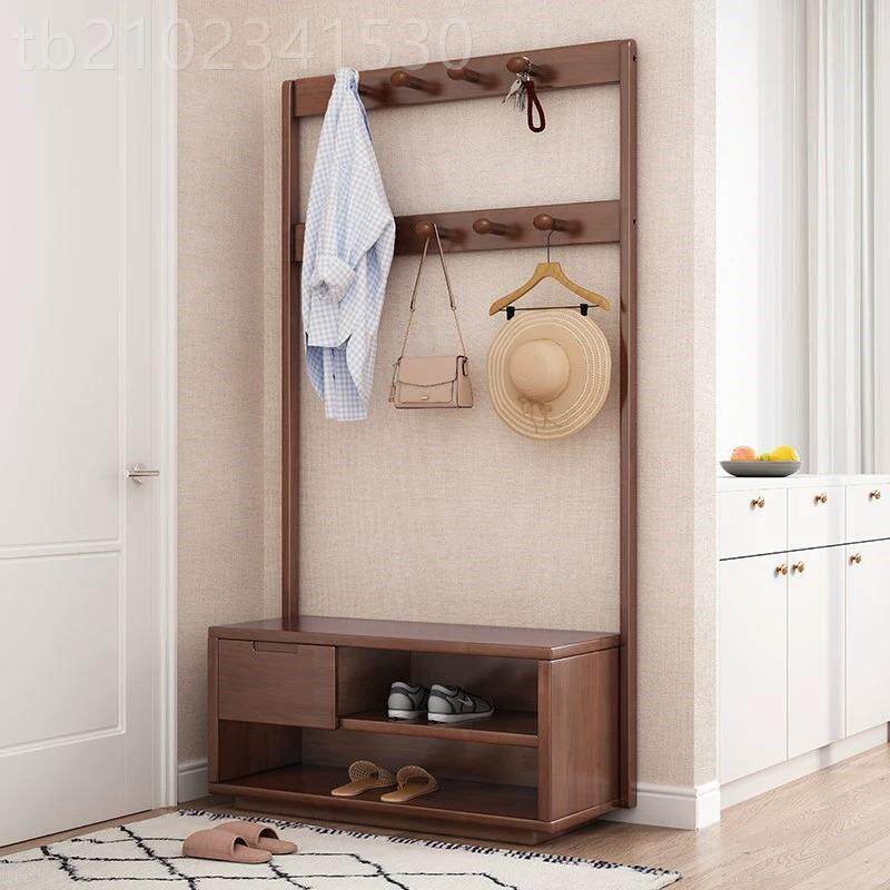 入户门实木换鞋挂凳衣架一体SKN家用门口北鞋简约i欧ns可坐柜衣帽