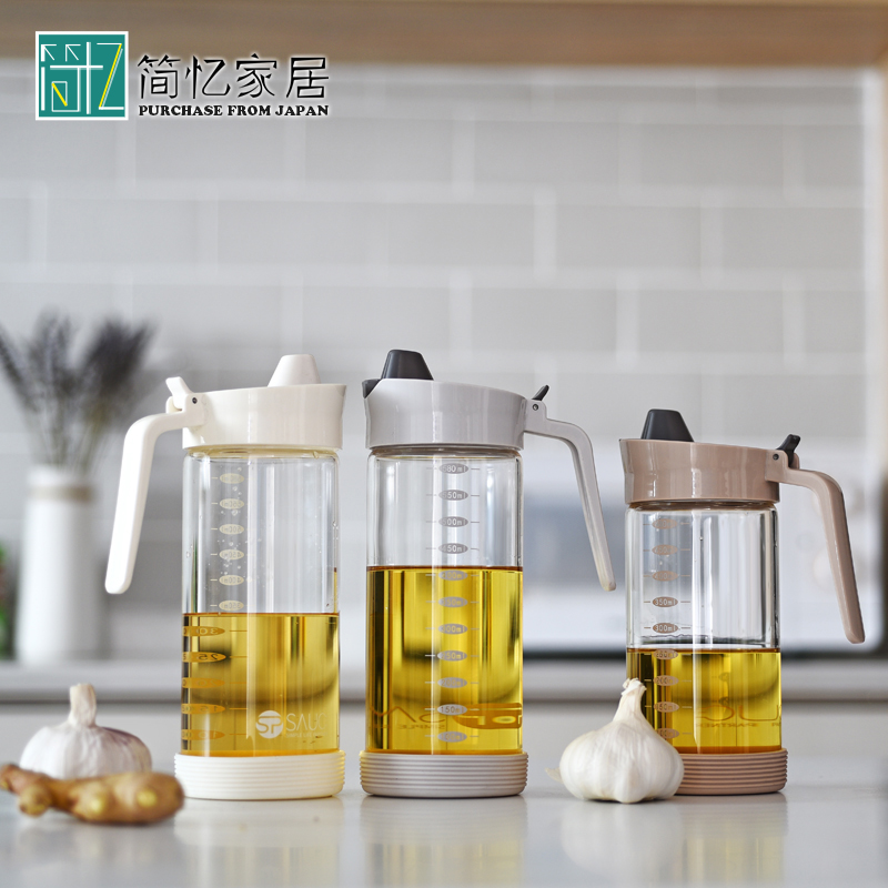 日本SP防漏玻璃油壶大容量带刻度控油瓶酱油瓶醋瓶调味瓶调料瓶子