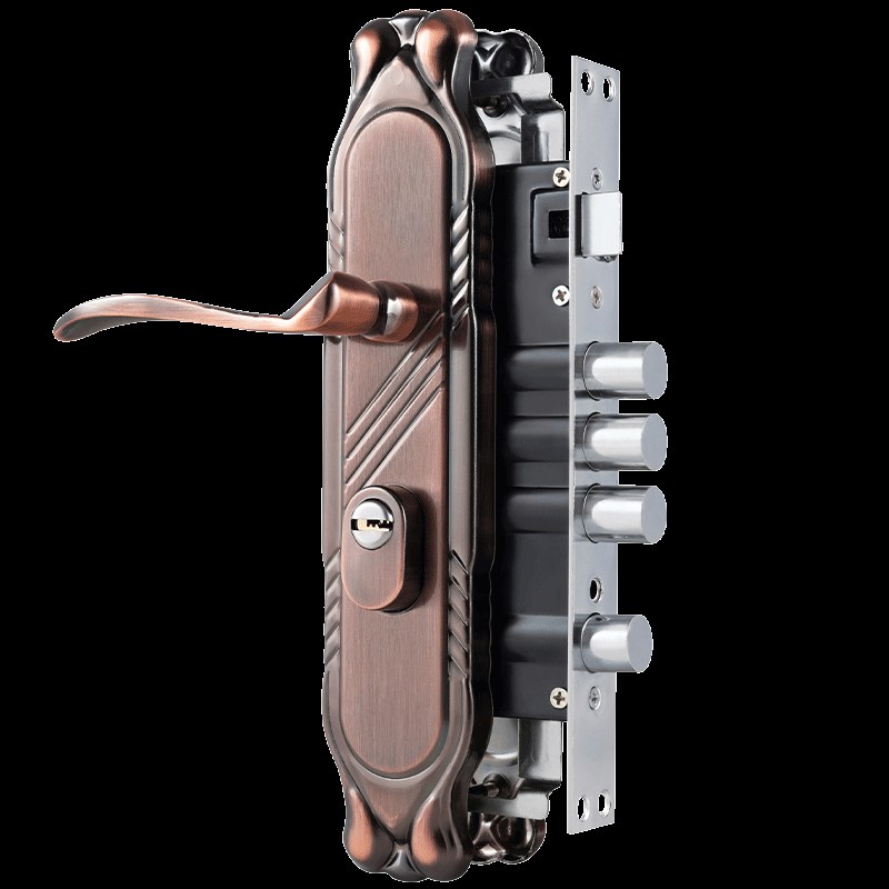 防盗门锁套装锁具家用通用型把手大门锁木室内门锁心红古凤尾双活