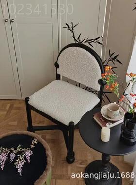 中古实木餐椅家用凳复古卧室CSY化妆椅式餐桌油椅子法式奶风靠背