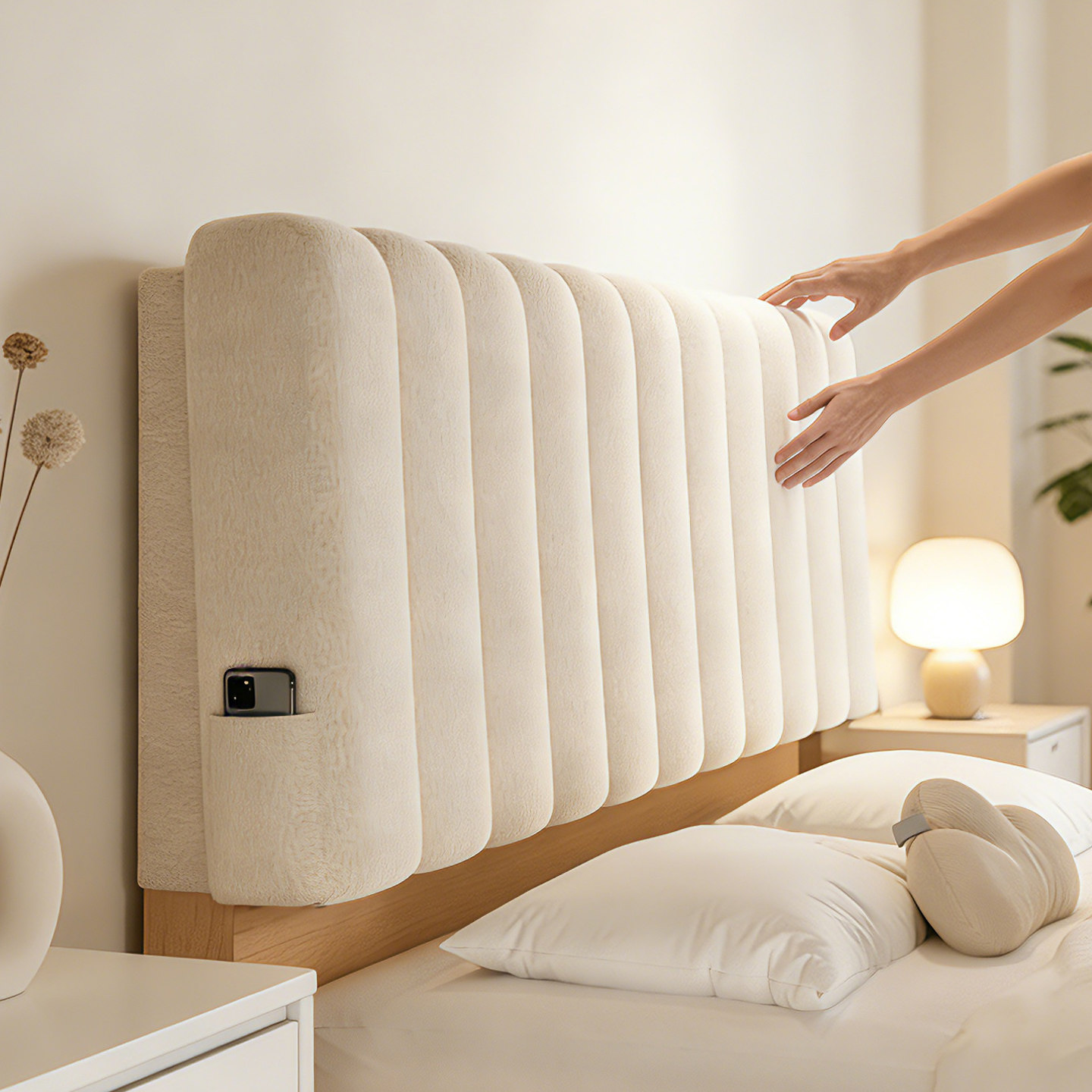 龙憩阁泰迪绒床头软包套罩靠背垫全包木头硬板防撞床头罩改造神器,居家布艺,床头罩,淘宝优惠券,粉丝福利购,淘宝优惠卷