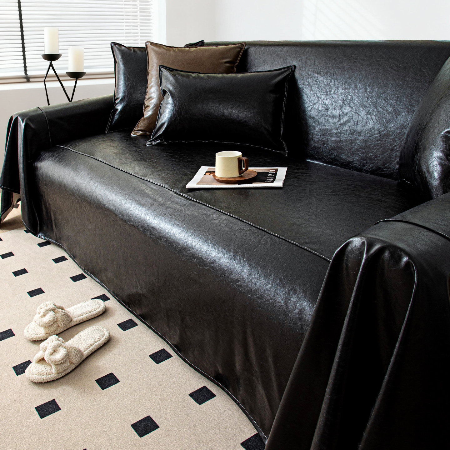 龙憩阁轻奢沙发巾防水皮沙发套罩油蜡皮保护盖布新款全包万能套罩,居家布艺,沙发套,淘宝优惠券,粉丝福利购,淘宝优惠卷