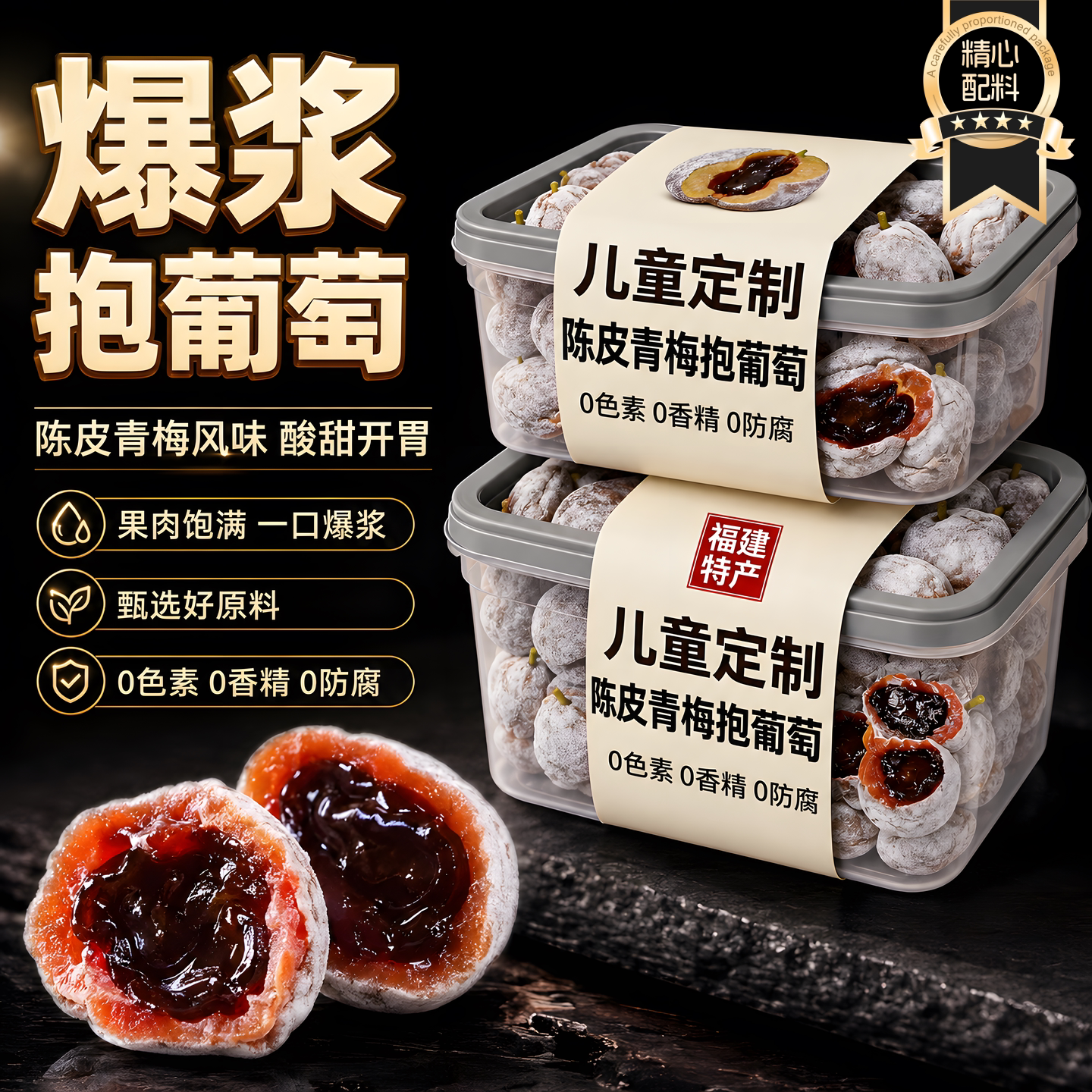 陈皮青梅抱葡萄潮汕特产爆浆青梅葡萄蜜饯青梅干零食官方旗舰店