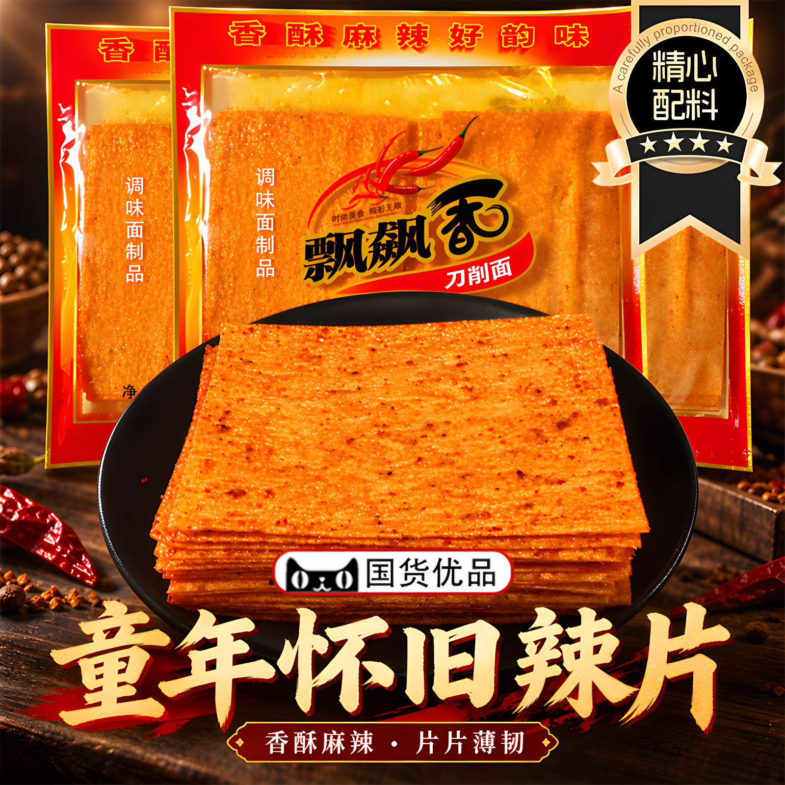 飘飘香刀削面辣片辣条湖南豆皮麻辣8090后儿时怀旧零食官方旗舰店