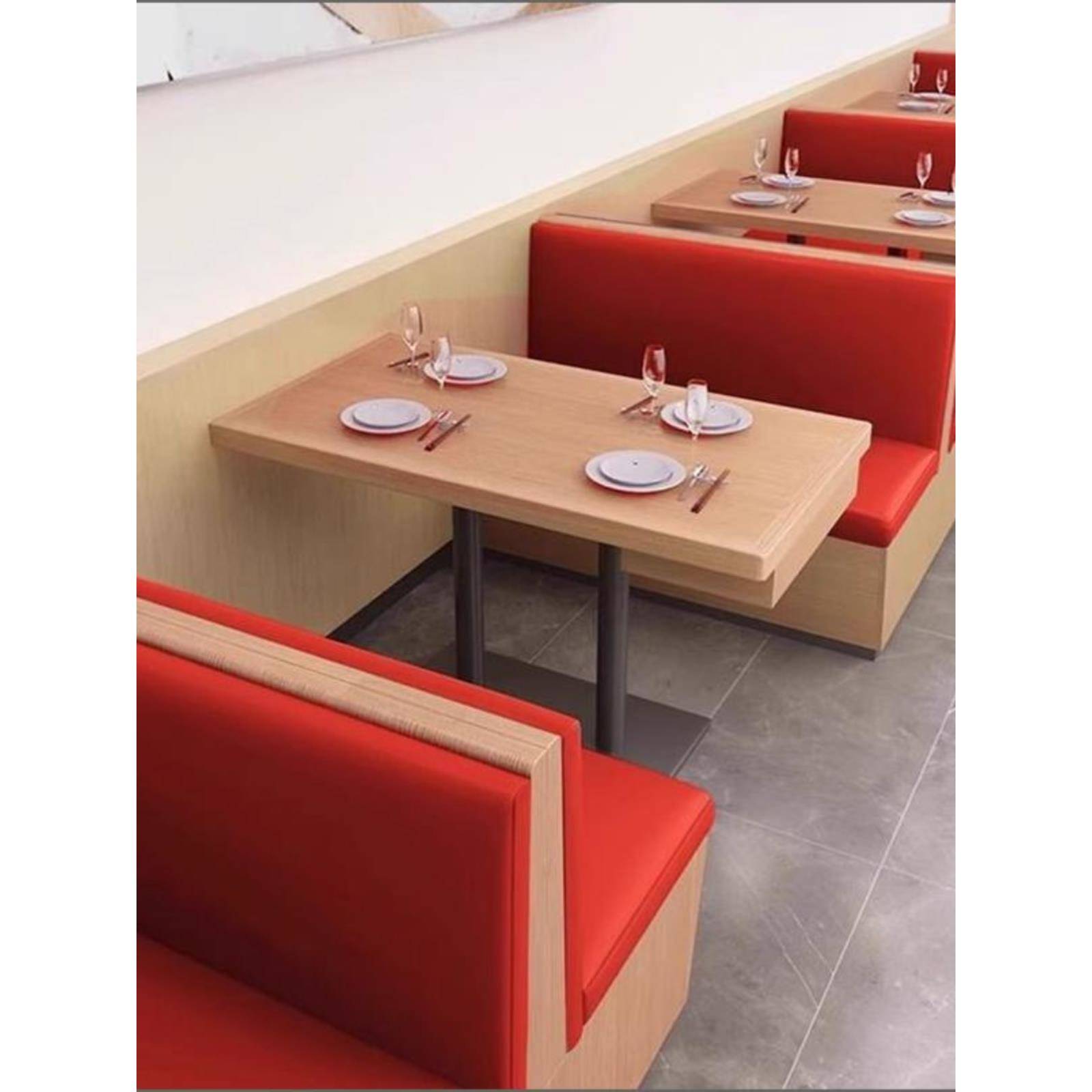 定制米村拌饭同款实木桌椅带抽屉餐桌卡座组合快餐桌椅组合