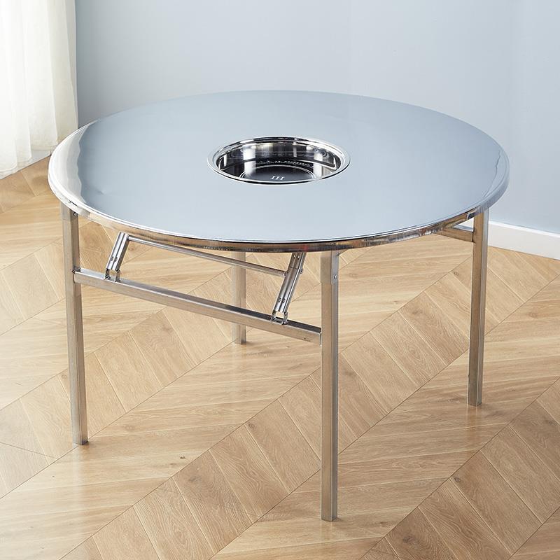 不锈钢折叠烤肉桌商用摆摊电磁炉一体火锅桌卡磁炉烙锅圆桌打边炉