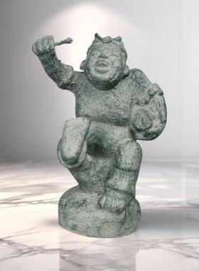 新中式击鼓说唱俑禅意软装摆件书房茶室古典玄关书柜博古架纯手工