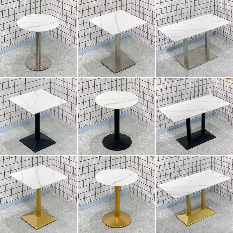 奶茶店岩版餐桌小圆桌 饭店长方桌 小吃店快餐店食堂酒店商用餐台