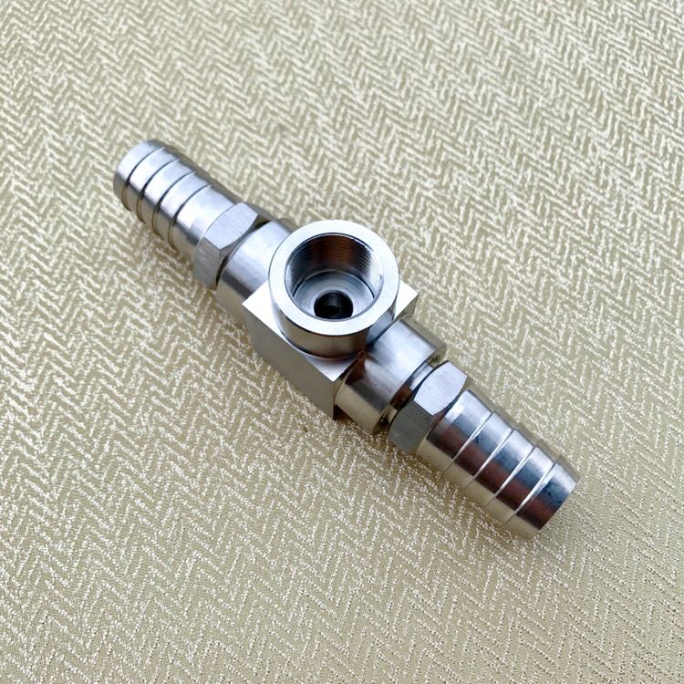 高压不锈钢三通接头 内螺纹M20x1.5 两侧宝塔杆外径20mm 组合式