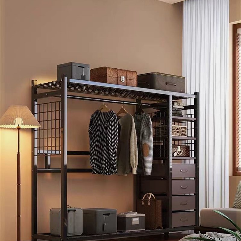 衣柜家用卧室简易衣橱出租房用结实耐用收纳柜经济型组装金属衣柜