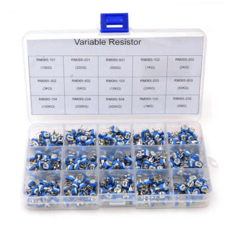 100欧-500k蓝白可调电位器包 微调卧式电阻元件15种各10个