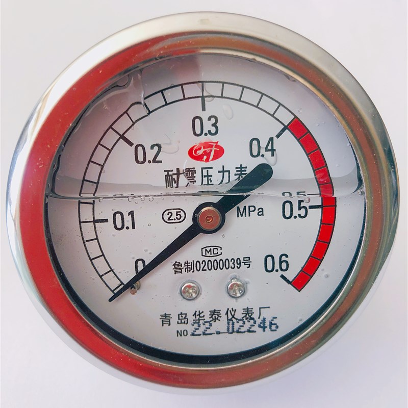 青岛华泰不锈钢耐震压力表Y60 轴向压力表  水压气压液压一表多用