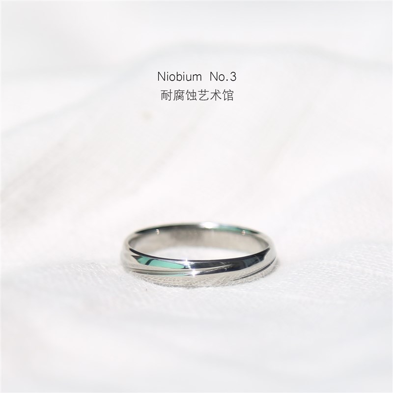《微澜》花纹纯铌戒指 q亲生物简约冷淡风 耐腐蚀艺术馆铱馆长出