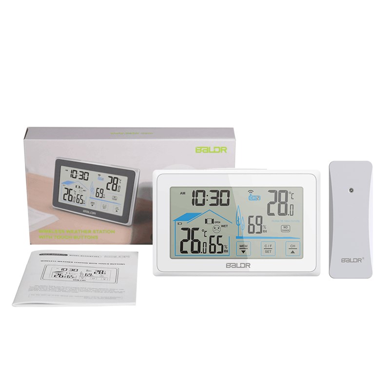 家用无线气象站大屏触屏室内外温湿度H计气象钟舒适度带背光温湿