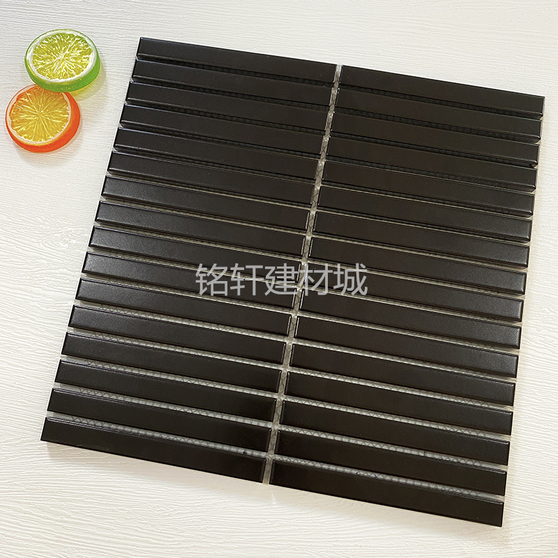 网红细长条形马赛克n窑变瓷砖卫生间背景墙砖吧台圆弧包柱子筷子
