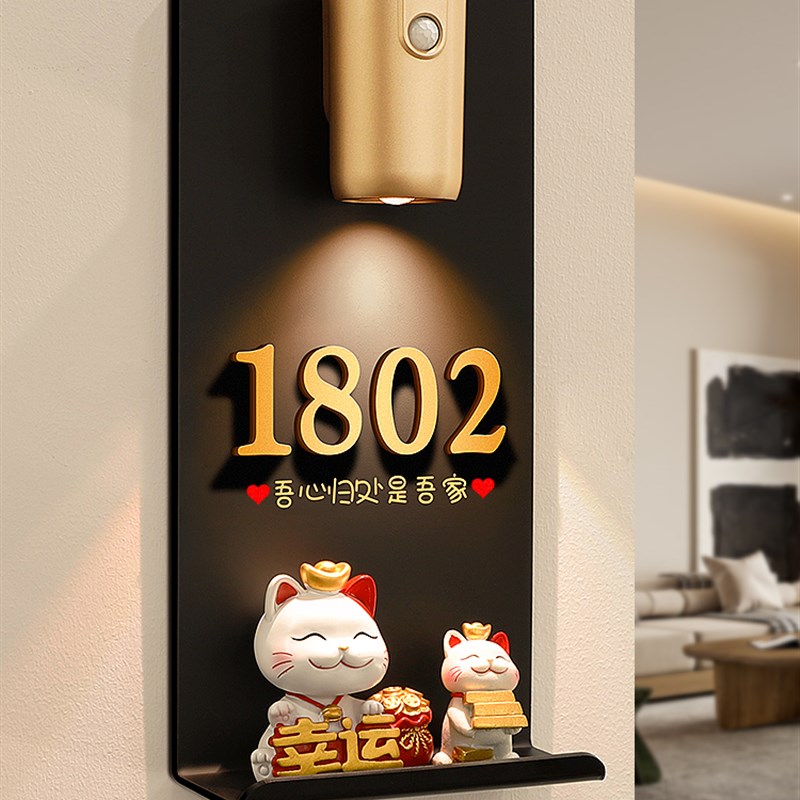 2025年新款门牌号高i级感轻奢创意定制家用入户玩偶装饰号码牌高