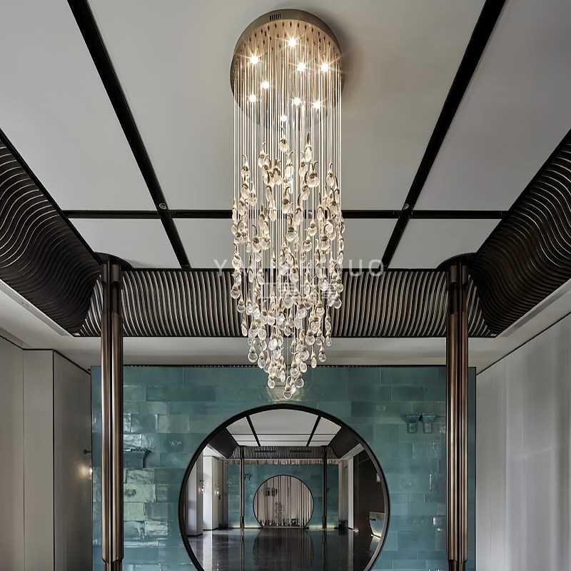 新中式别墅客厅全铜琉璃吊灯酒店会所大堂轻奢创意茄子Z装饰灯定