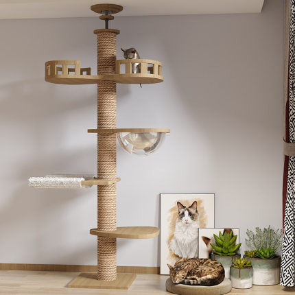 猫爬架猫窝猫树一体猫咪玩v具猫抓板剑麻藤编大型猫架实木猫跳台