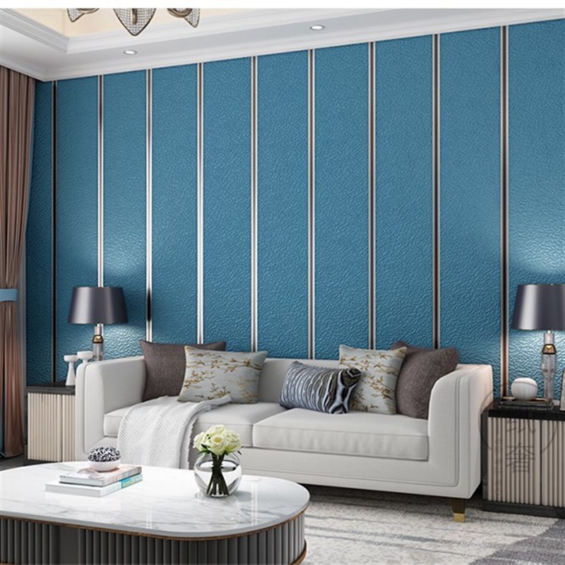 现代简约3cd立体鹿皮绒壁纸素色无纺布大理石条纹客厅电视背景墙