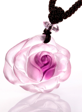 情侣款吊坠古法琉璃玫瑰花朵女毛衣链吊坠项链玫瑰之恋.送女友饰