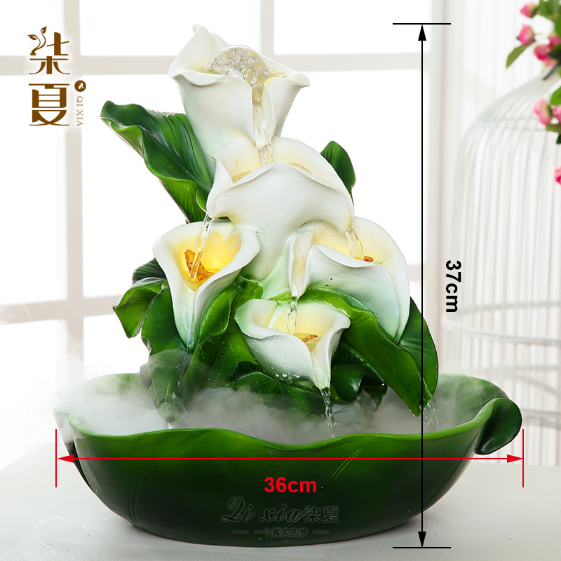 欧式创意流水喷泉客厅电视柜加湿器摆件大型落地家居乔.迁新居饰