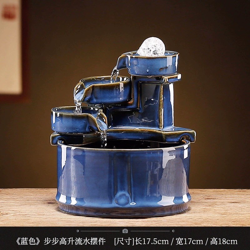 陶瓷循环流水器摆件喷泉加湿器客厅办公室装M饰品招财进宝乔迁礼