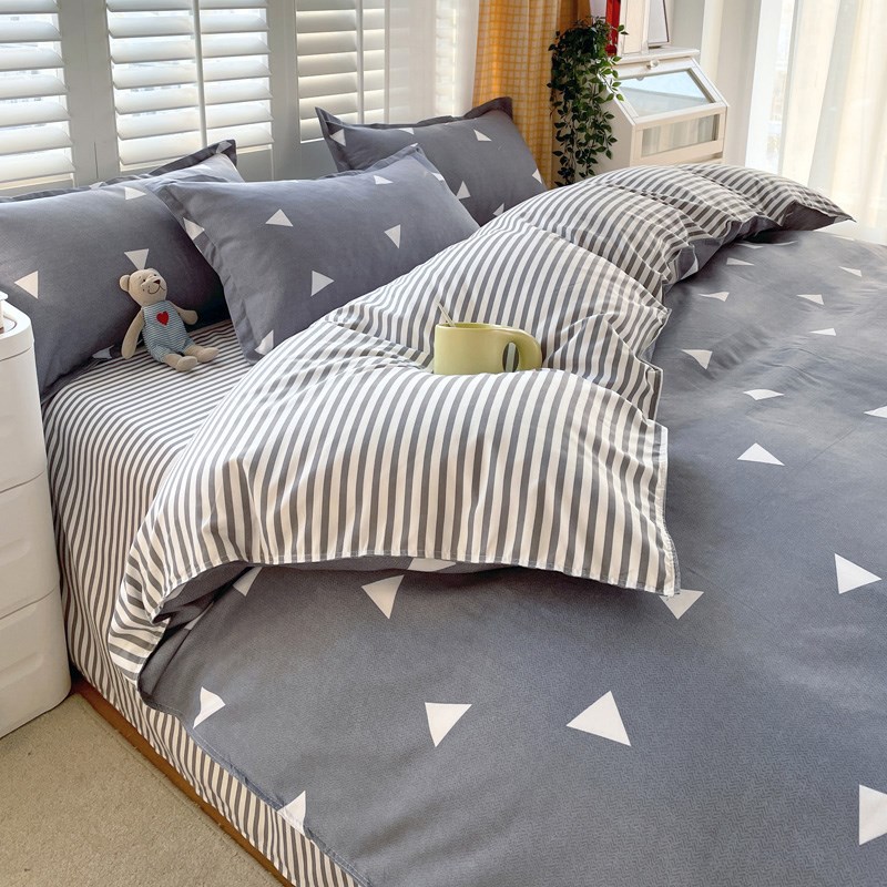 2024a新款水洗棉四件套床上用品床单人学生宿舍三件套被套被罩4