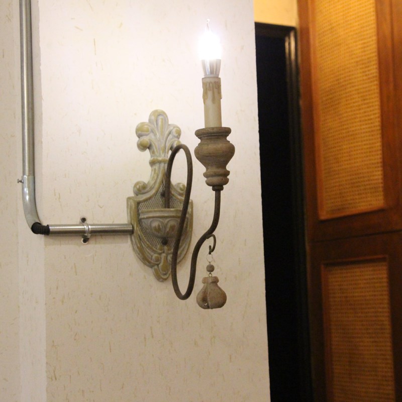 法式复古壁灯过道玄关床头灯咖啡店欧式文L艺乡村风格中古实木做