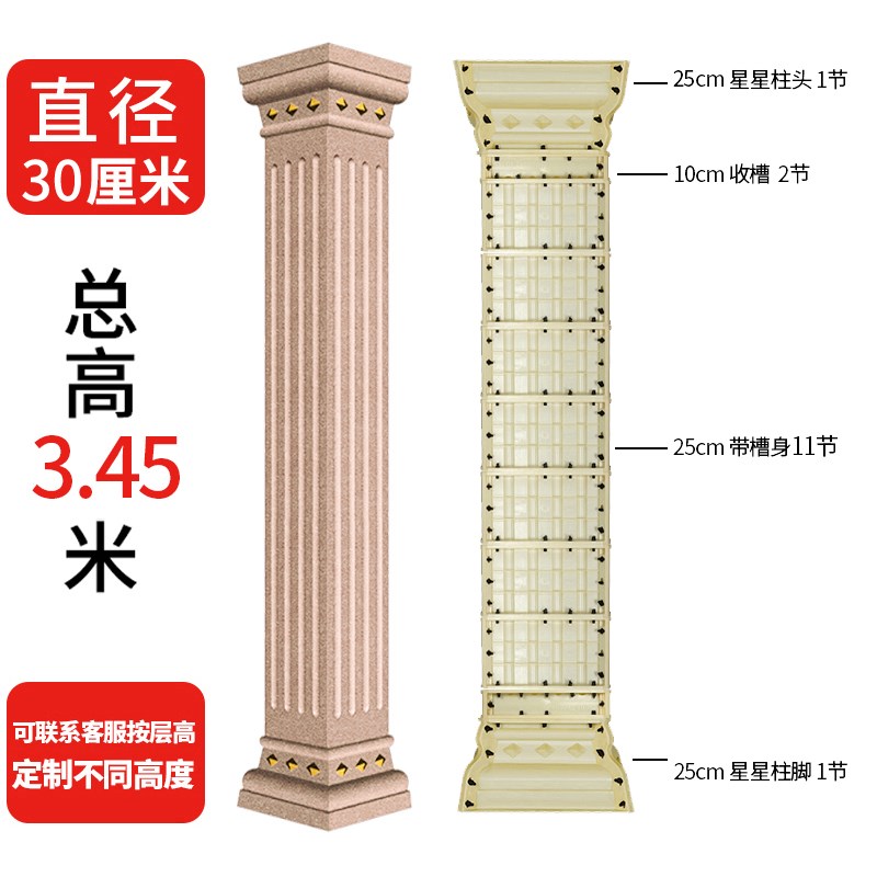 罗马柱方柱模具别墅大q门水泥柱四方形中式柱子新款欧式建筑用磨