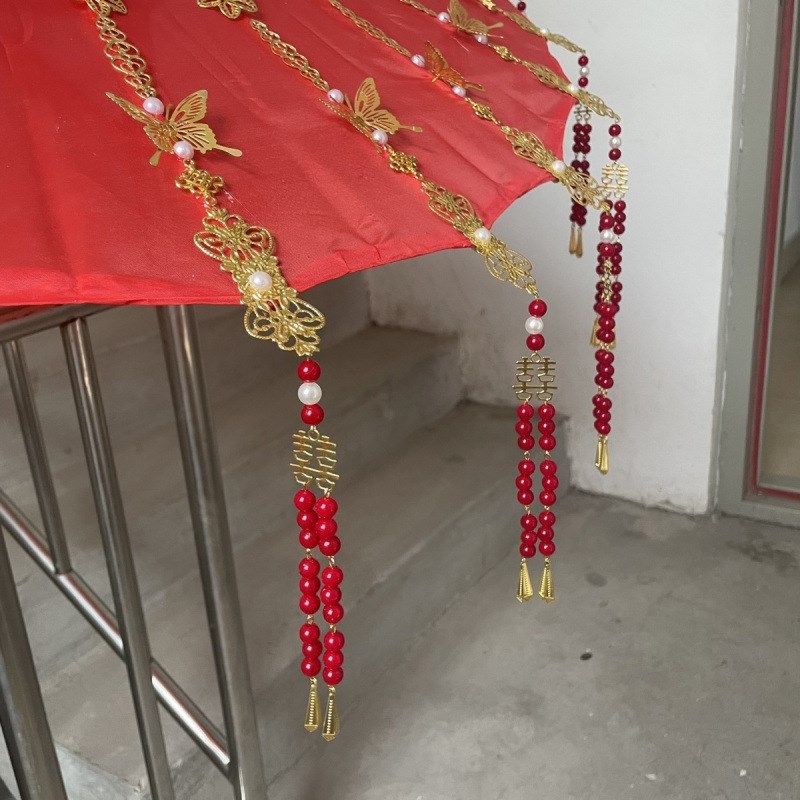红伞结婚新郎f新娘婚庆出嫁下轿伞中式婚礼手持喜伞婚伞新娘出嫁