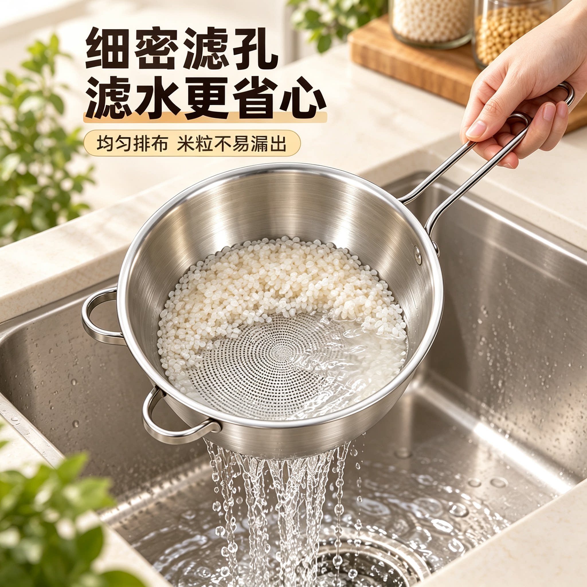 新款不锈钢淘米沥水篮多功能洗米神器厨房洗菜篮水果篮淘米盆