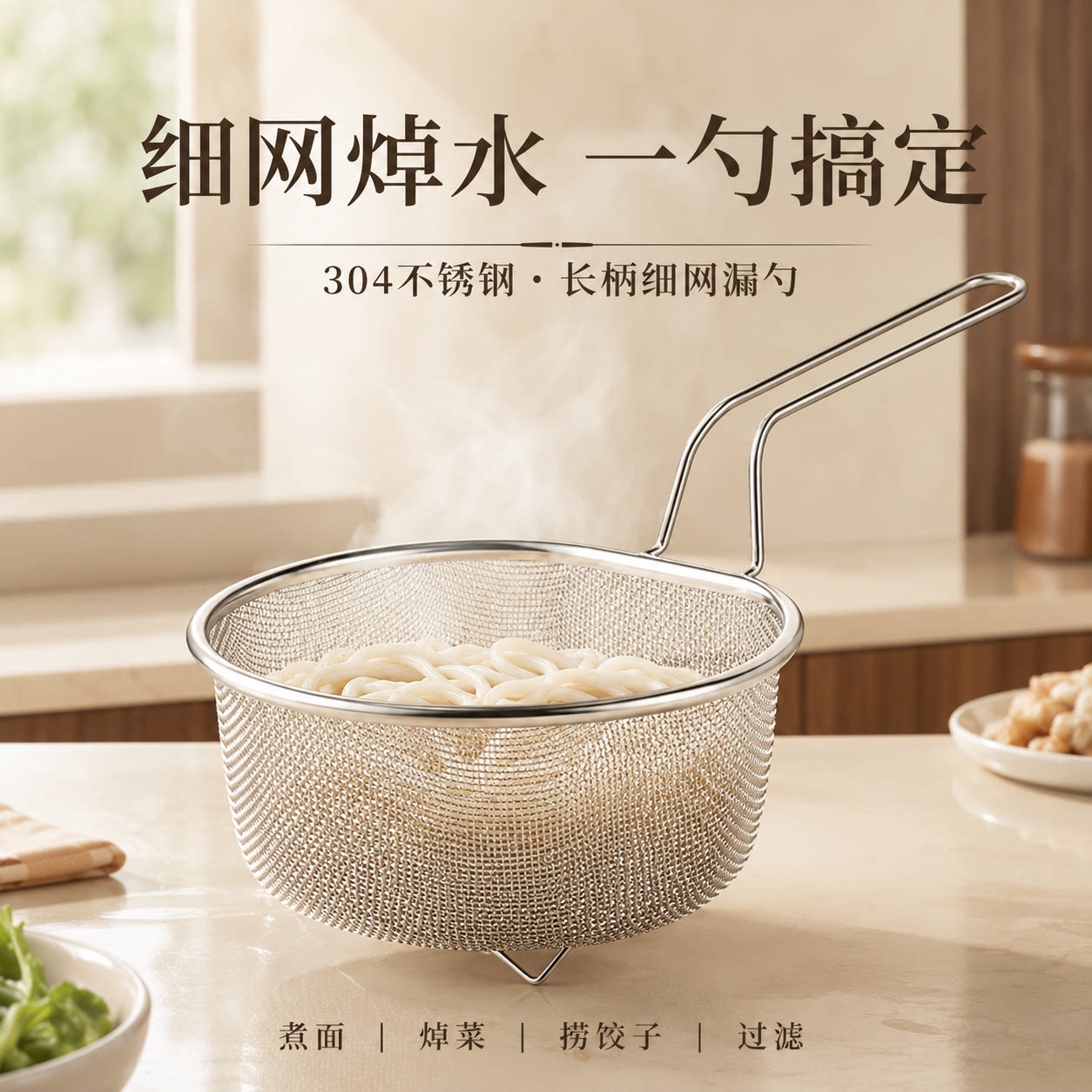 欧纪樊304不锈钢漏勺煮面过滤篮