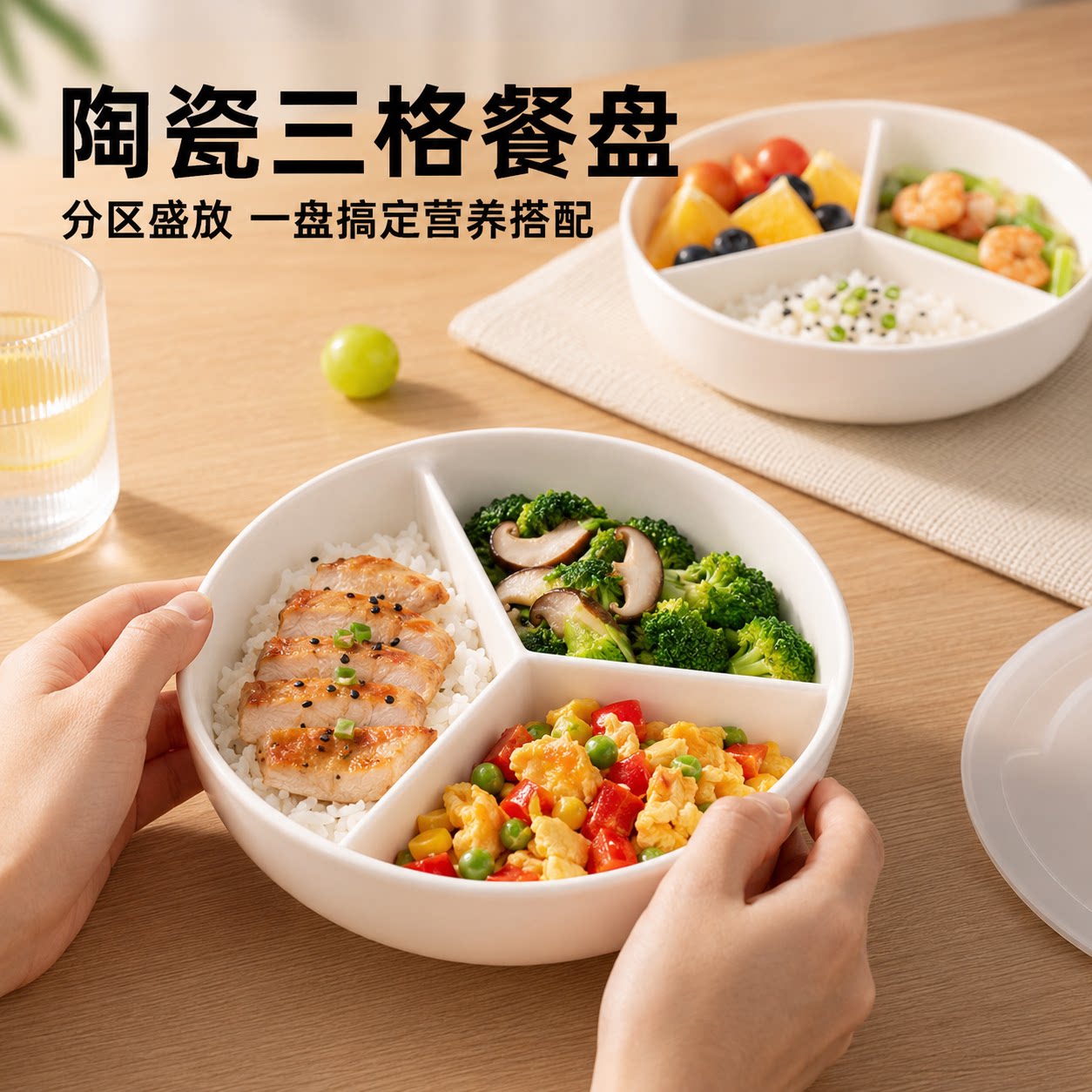 陶瓷电饭锅内三分格圆形蒸笼