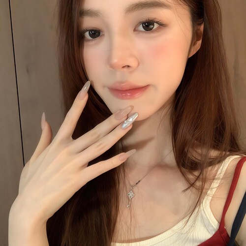 手工定制冰透裸色长款穿戴甲美甲闪钻镜面高级感贴片假指甲成品