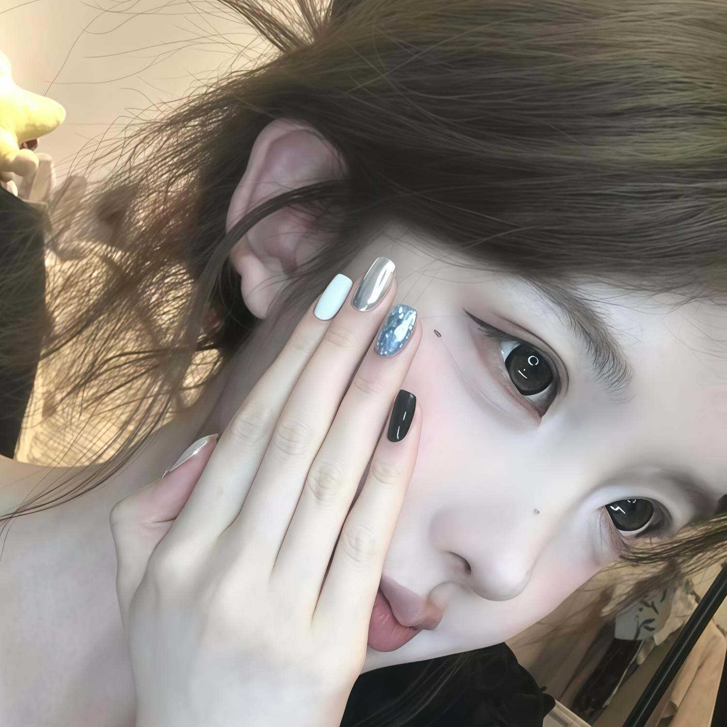 香槟色镜面亮片高级ins小众美甲成品显白可拆卸手工光疗穿戴甲