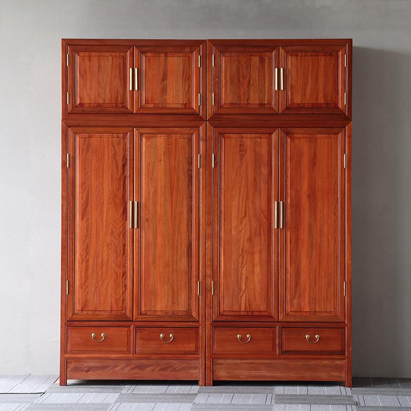 印尼金花梨木全实木衣柜顶箱柜卧室中式原木大衣柜子家具仿古衣橱