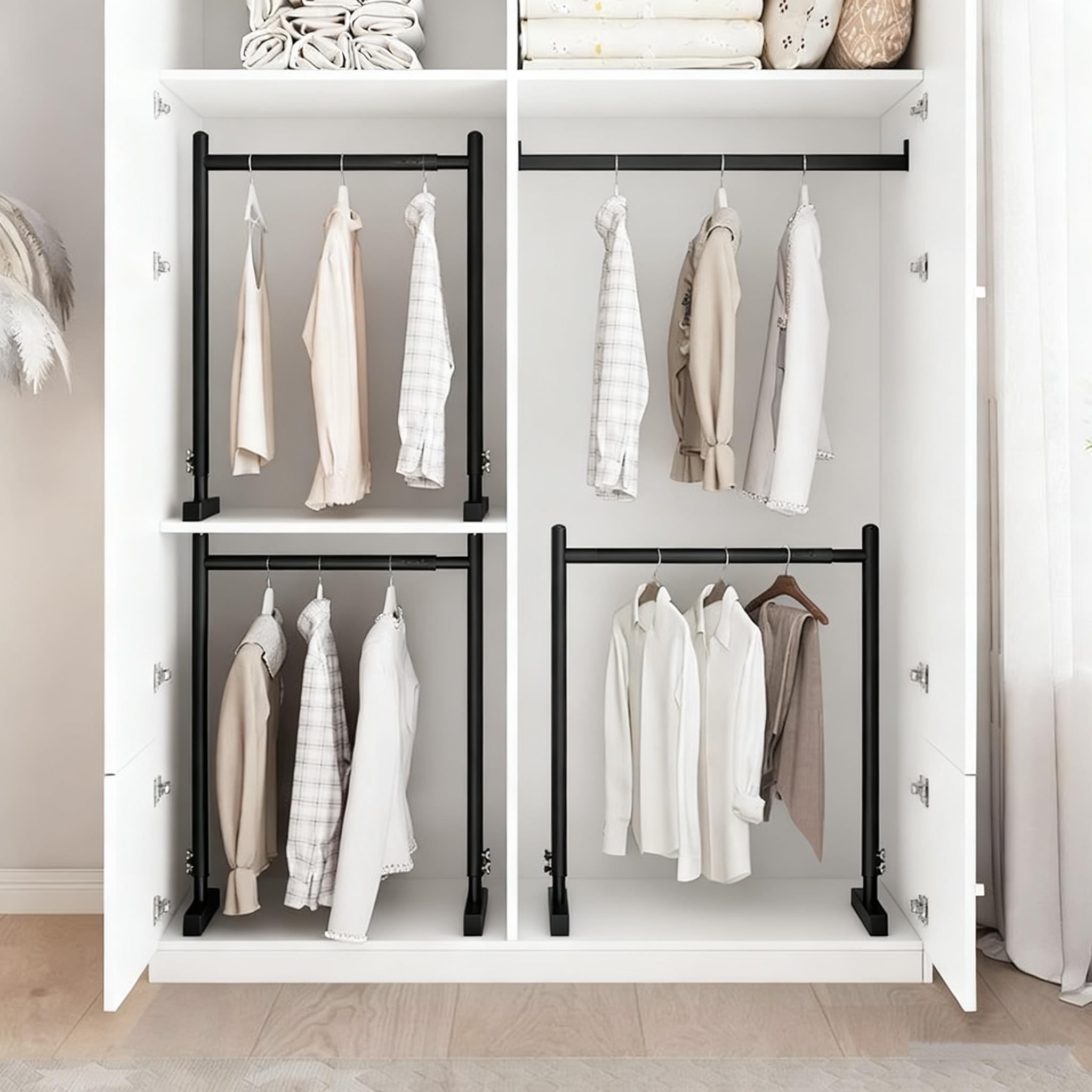 衣柜挂衣杆家用卧室飘窗小型晾衣架壁橱叠衣区改造挂衣架承重伸缩