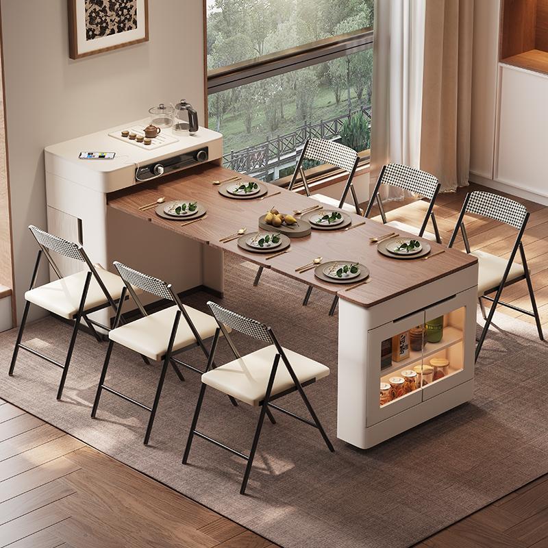 2024新款餐柜岛台餐桌椅一体家用可伸缩折叠小户型吧导倒台饭桌