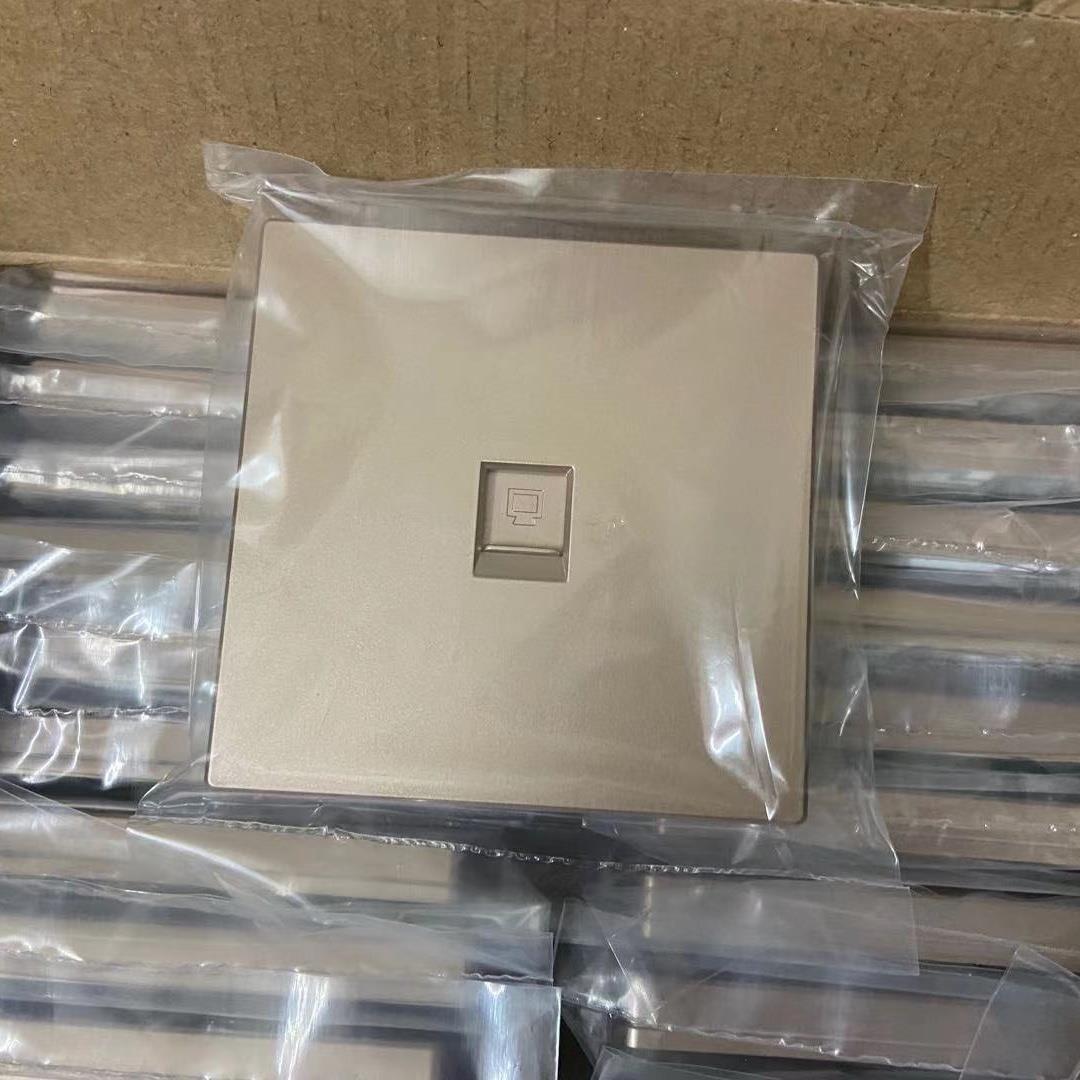 金色86型单口网络面板银灰色双口网络模块电话模块插座面板加厚型