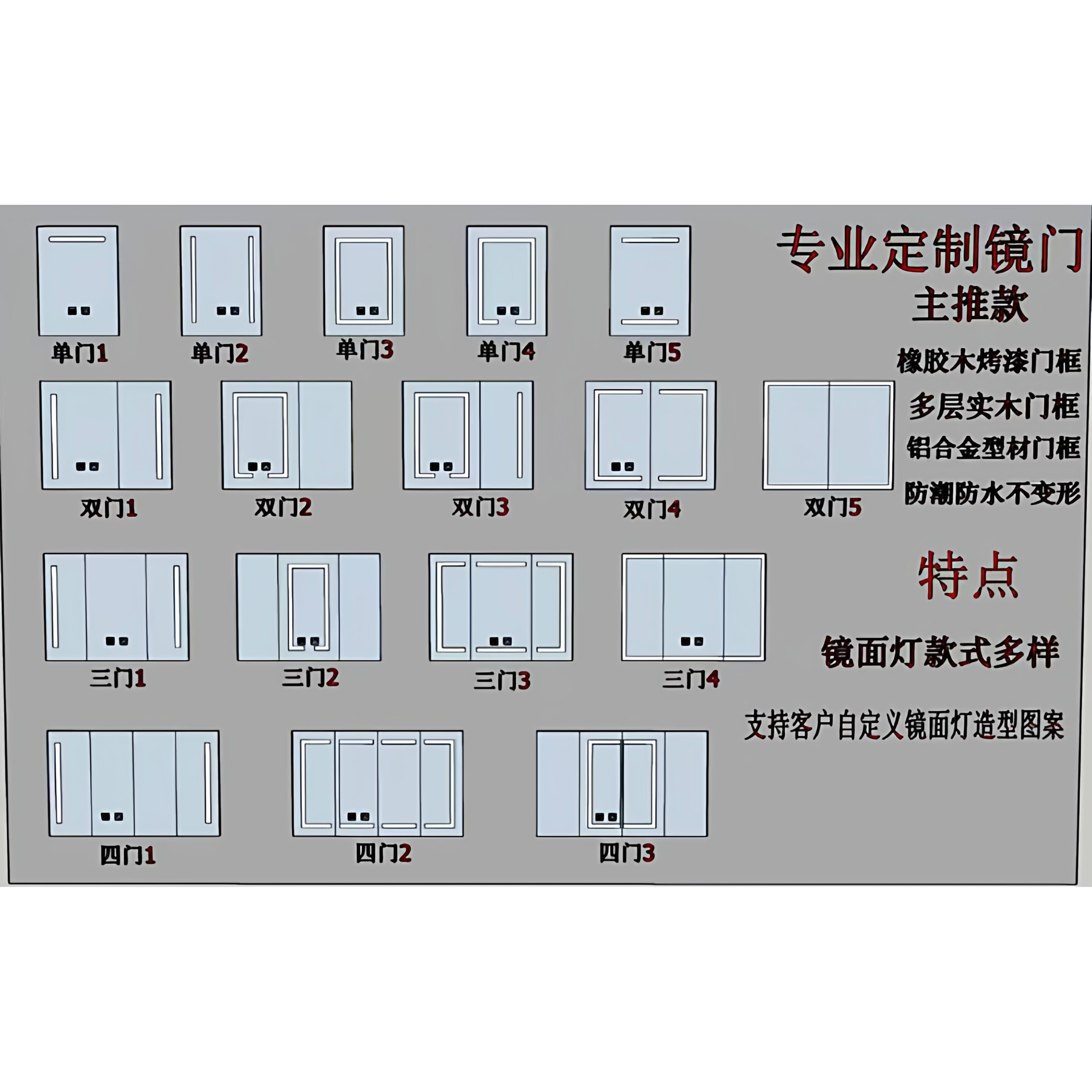 定制 卫生间浴室柜镜柜门 风水镜门 通顶镜门酒店工程镜门