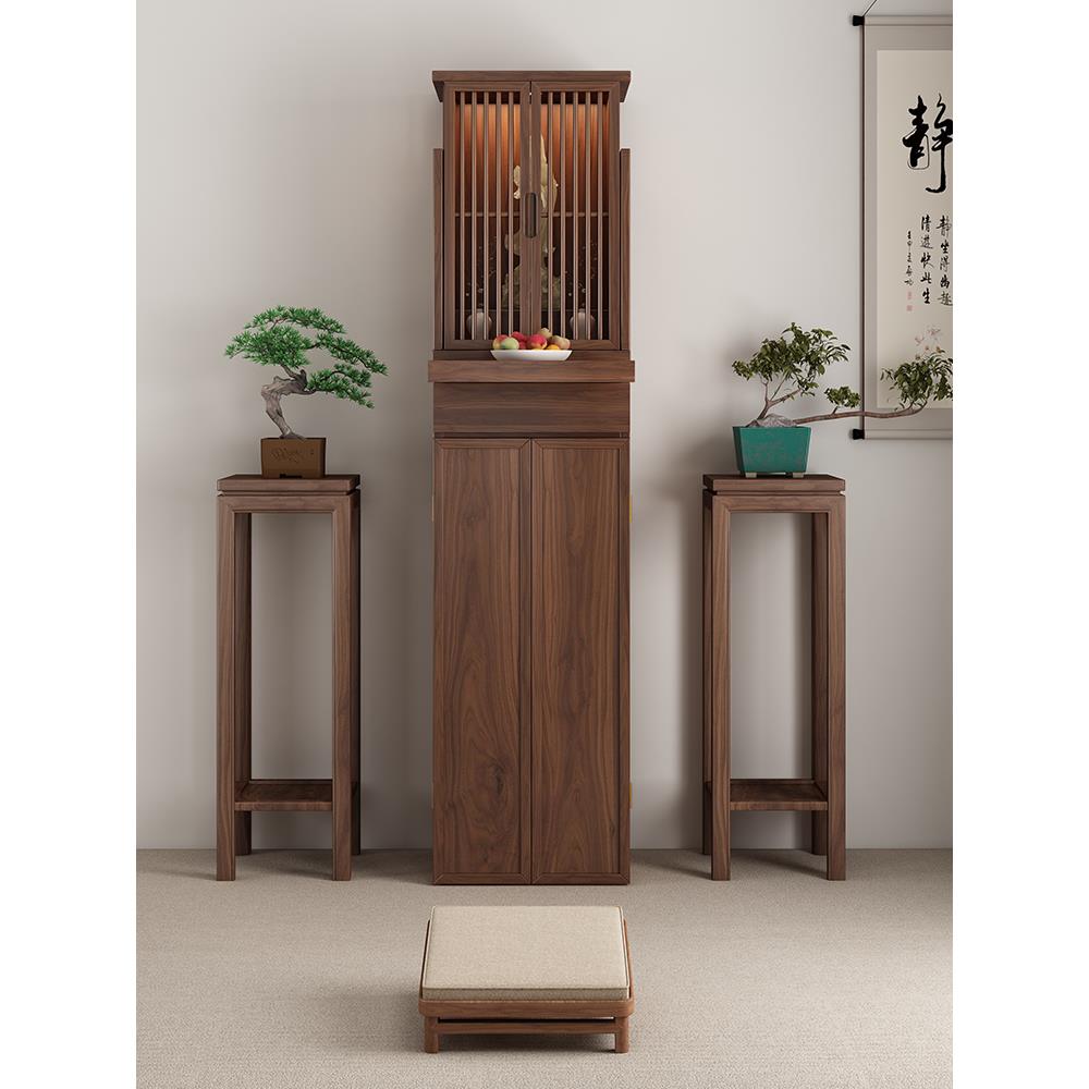 佛龛供桌神台新中式立柜菩萨供奉柜实木隐藏门神龛带门客厅家用