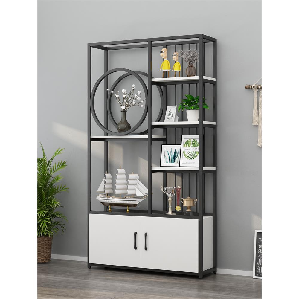 玄关落地置物架家用书柜一体靠墙多层货品客厅展示架化妆品陈列架