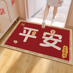 入户门丝圈龙年喜庆地垫门外脚垫高弹进门垫子门口免洗门垫可裁剪