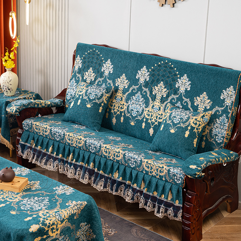 加厚实木沙发坐垫带靠背老式木质红木防J滑连体联邦春秋椅木沙发