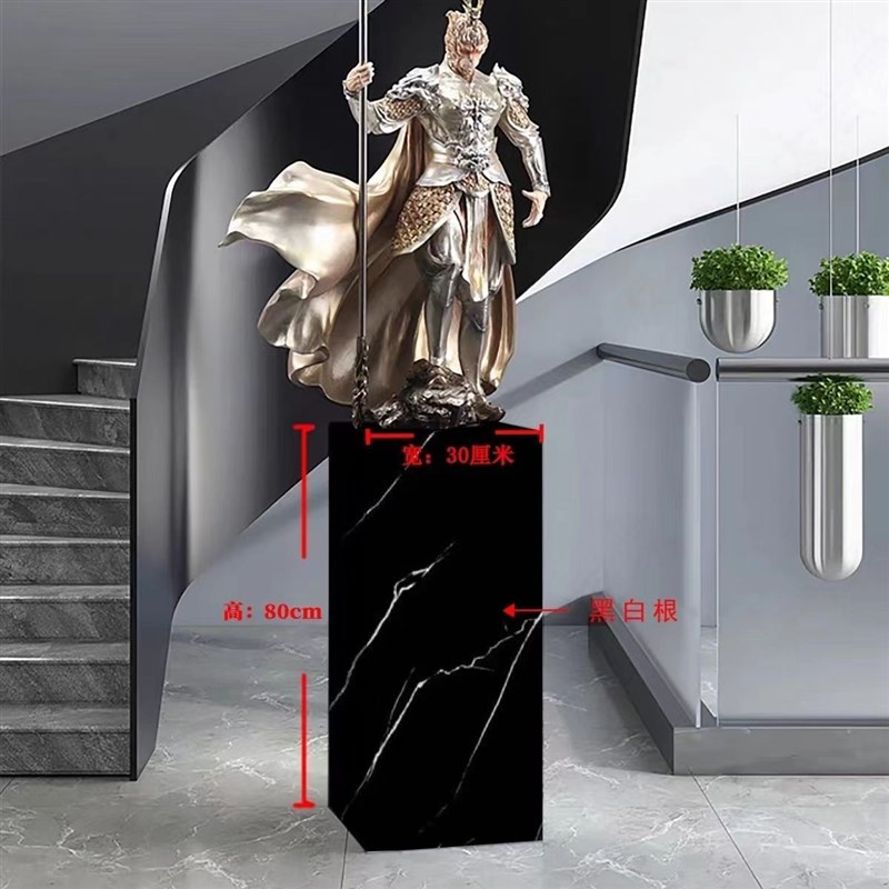 拿破伦黑岩板花架大理石s纹客厅边几电视柜旁酒店展厅装饰摆件底