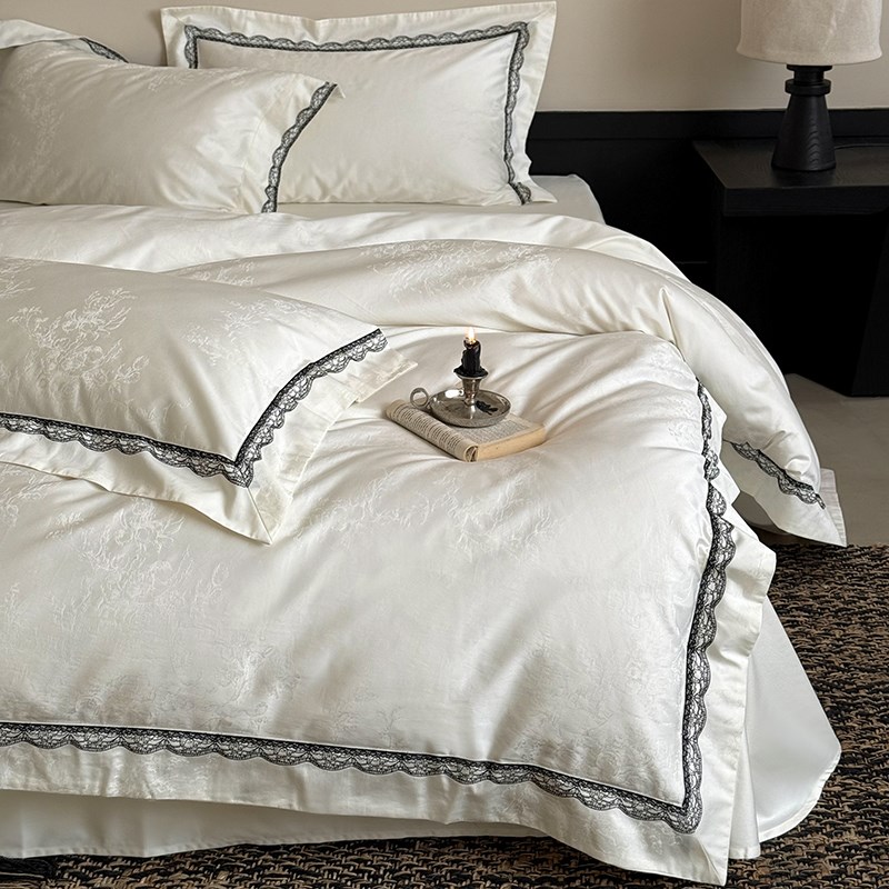 法式复古轻奢风100S提花全棉四件套贡缎长绒棉R裸睡四季主卧室床
