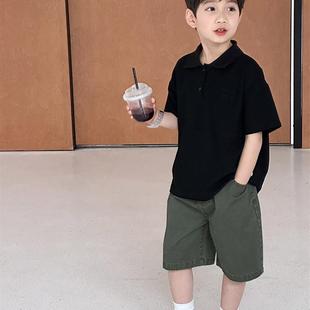 新款 男童短袖 2025夏季 T恤儿童夏装 中大童男孩纯棉翻领上衣 polo衫