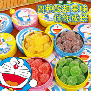 哆啦A梦联名铁盒果汁软糖VC糖酸便携网红糖果盒随身携带糖果零食