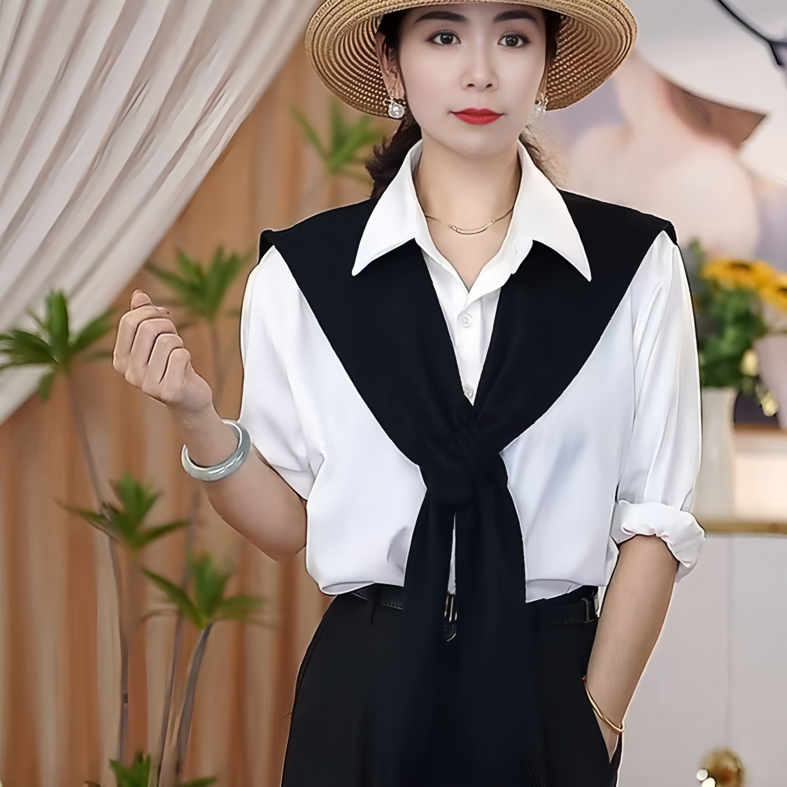 春秋纯色针织披肩外搭女韩版时尚洋气高档空调搭肩配裙子护颈薄款