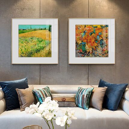 世界名画莫奈印象派装饰画梵高丰收挂画客厅壁画卧室餐厅风景油画